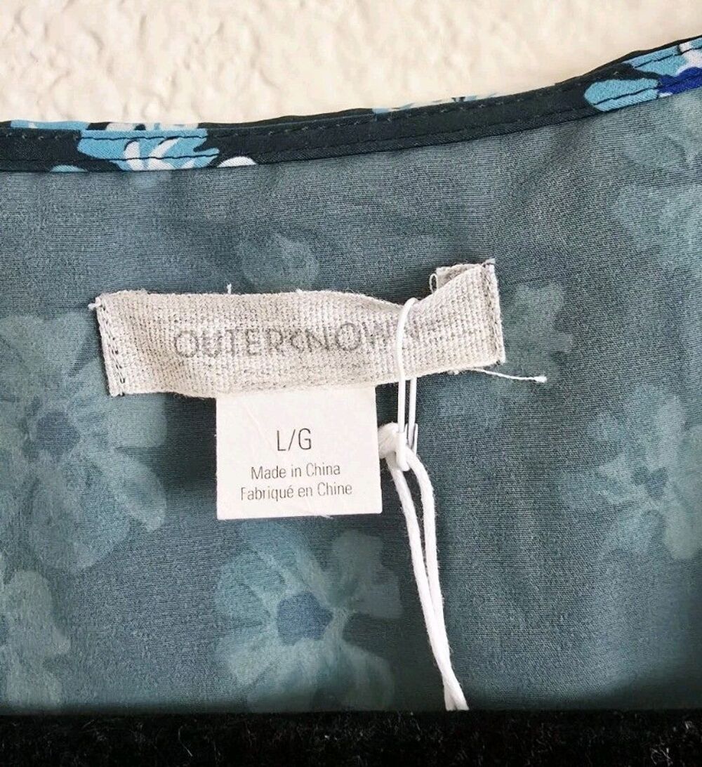 Outerknown Dress Size Large Green Floral Romantic Puffed Sleeves Flowy Summer - Picture 3 of 9